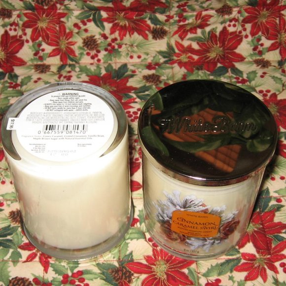BBW White Barn Cinnamon Caramel Swirl Scented Signature Candle Lot of 2 - Picture 4 of 4